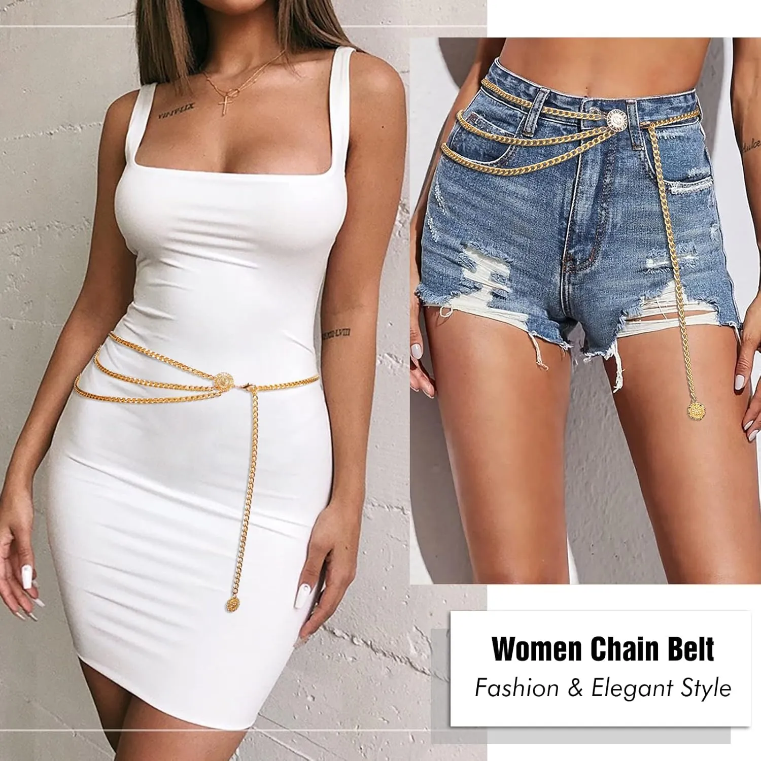 SUOSDEY Metal Chain Belt Women Belly Waist Chain Fashion Body Link Belts