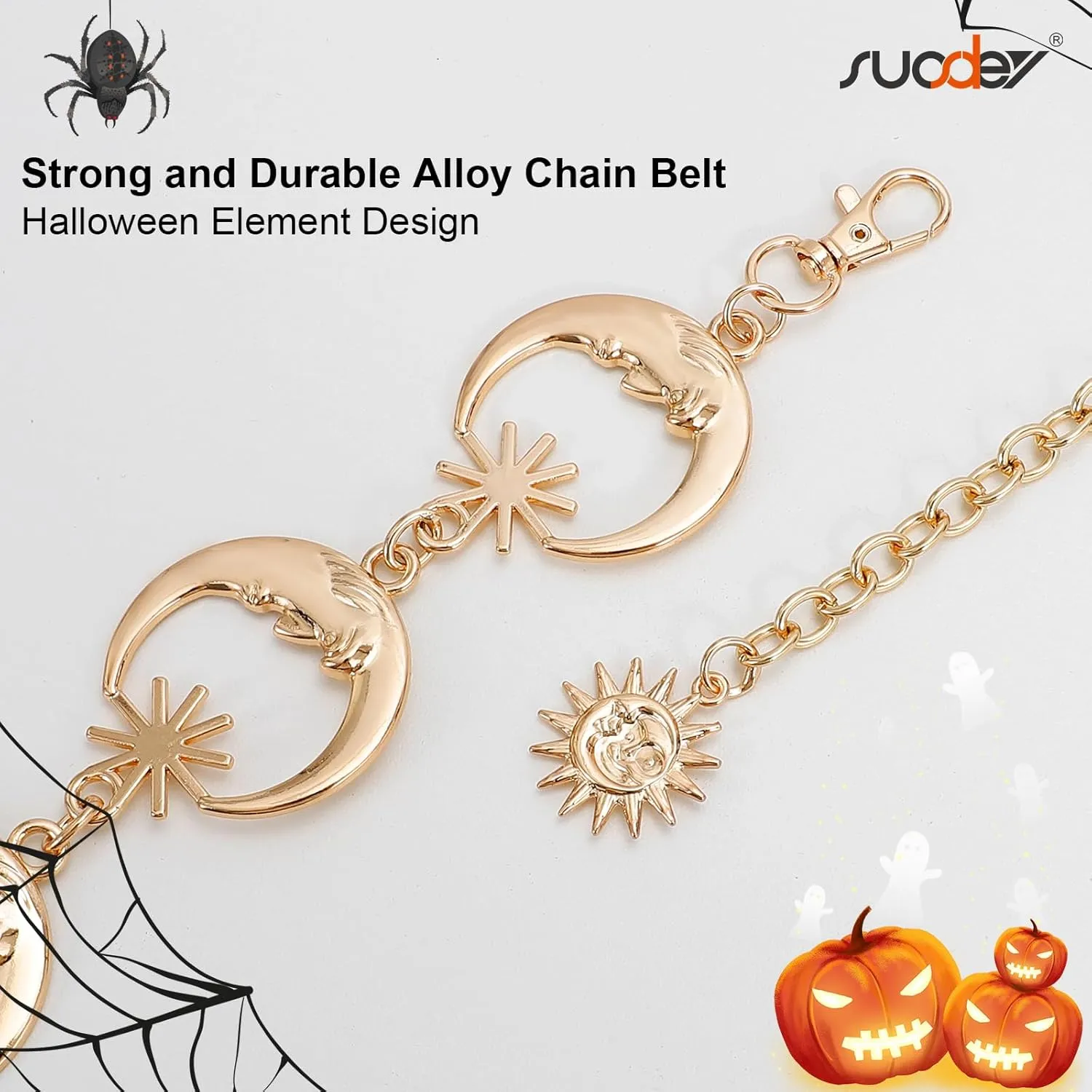 SUOSDEY Metal Chain Belt Women Belly Waist Chain Fashion Body Link Belts