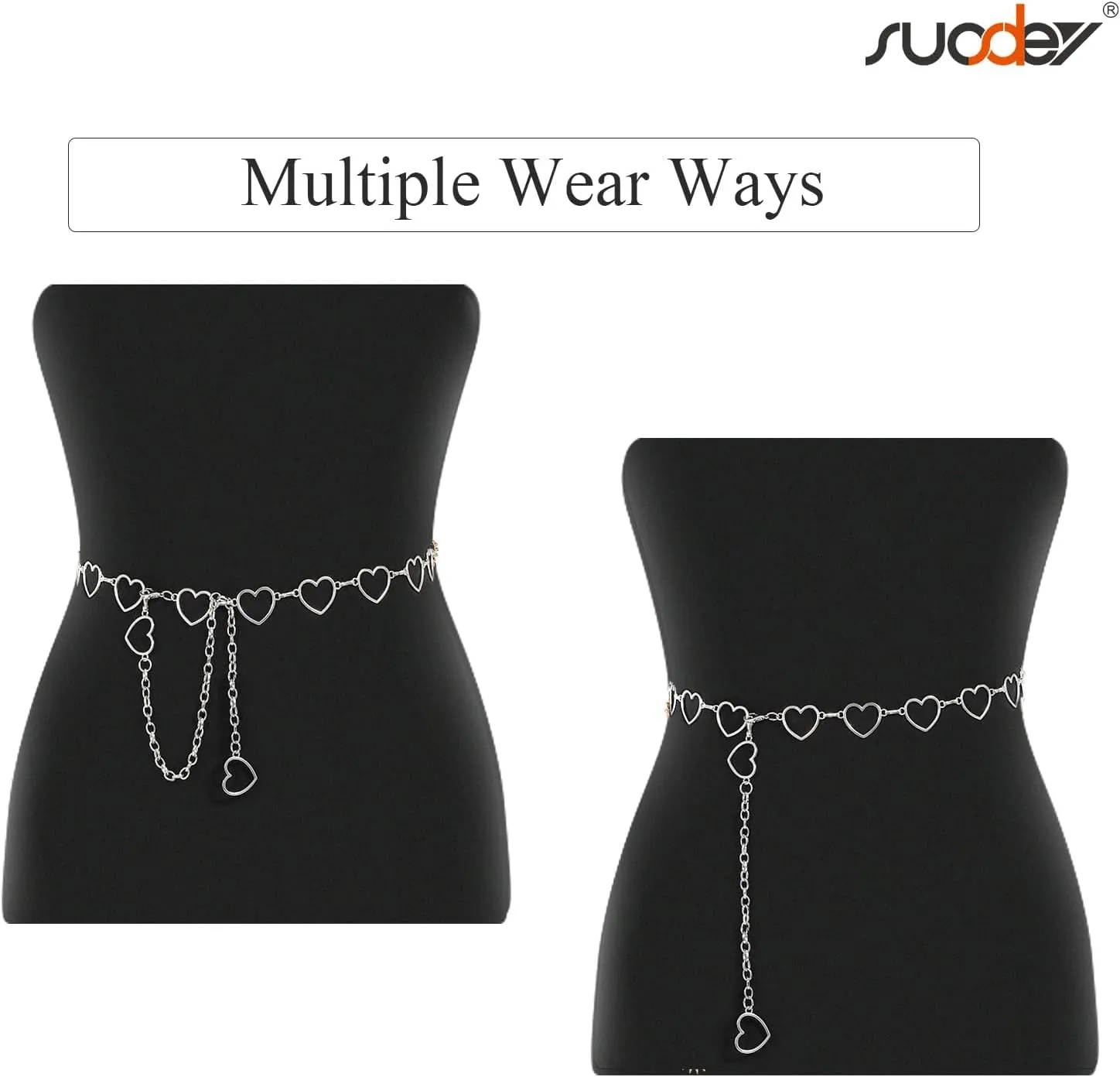 SUOSDEY Metal Chain Belt Women Belly Waist Chain Fashion Body Link Belts