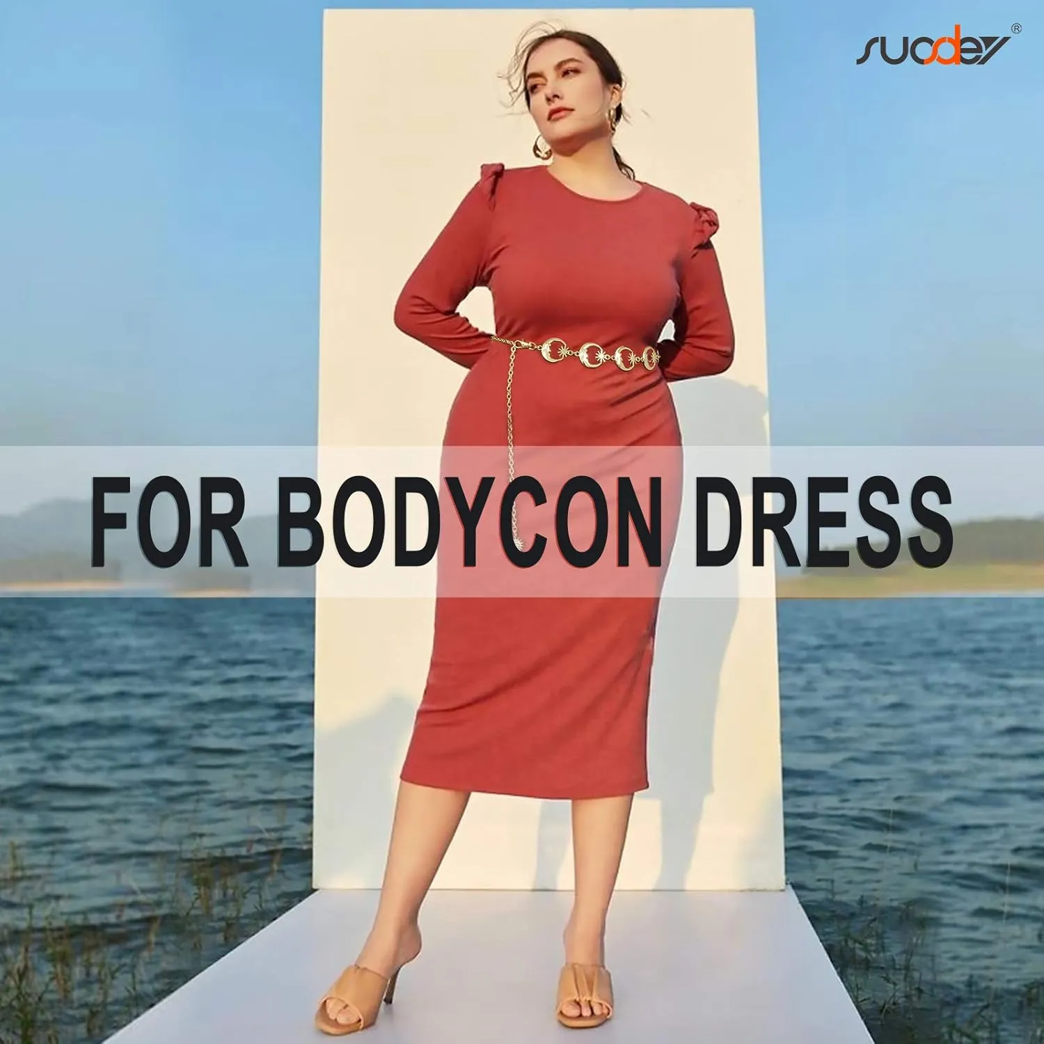 SUOSDEY Metal Chain Belt Women Belly Waist Chain Fashion Body Link Belts