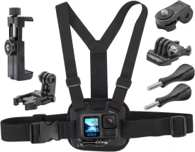 Suptig Dual Chest Mount, Adjustable Phone Chest Strap, Breathable Material for Gopro Hero 13 Hero 12 Hero 11 Hero 10 Hero 9 Hero 8/7/6/5/4/3, AKASO, DJI osmo More Action Cameras