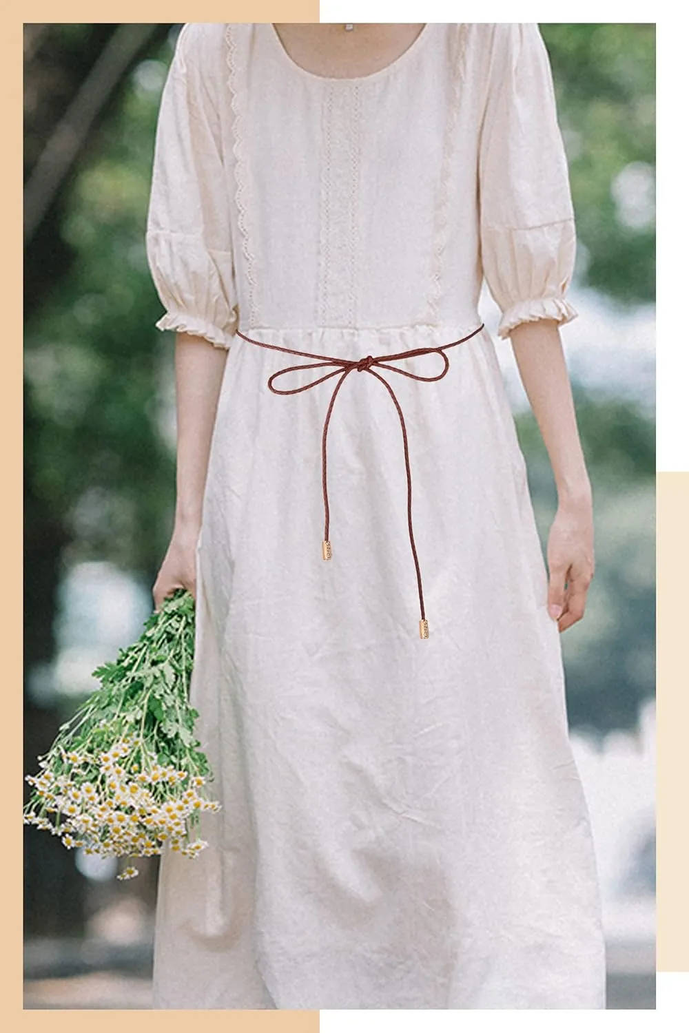 TeeYee Women PU Leather Knitted Waist String Belt/Rope/Chain Long Boho Wrap Skinny Belt