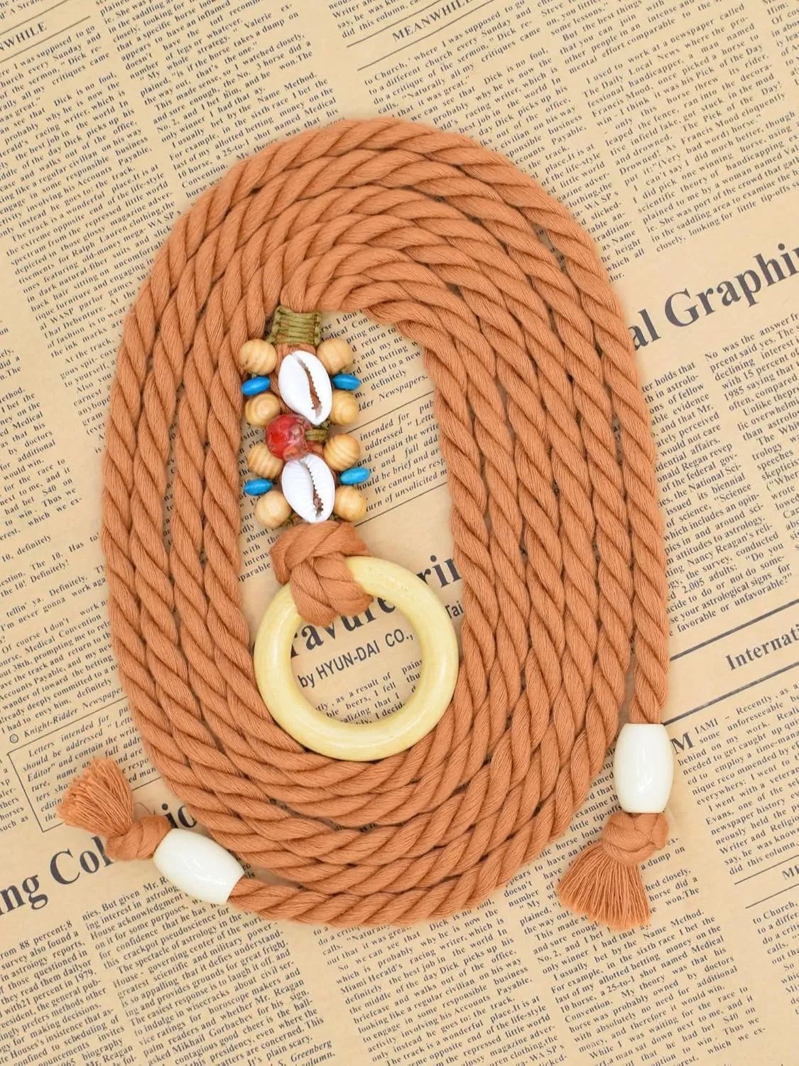 TeeYee Women's Tassel Wasit Rope Cotton Belt Simple Style Skinny Woven Chain for Jeans Skirt Dress