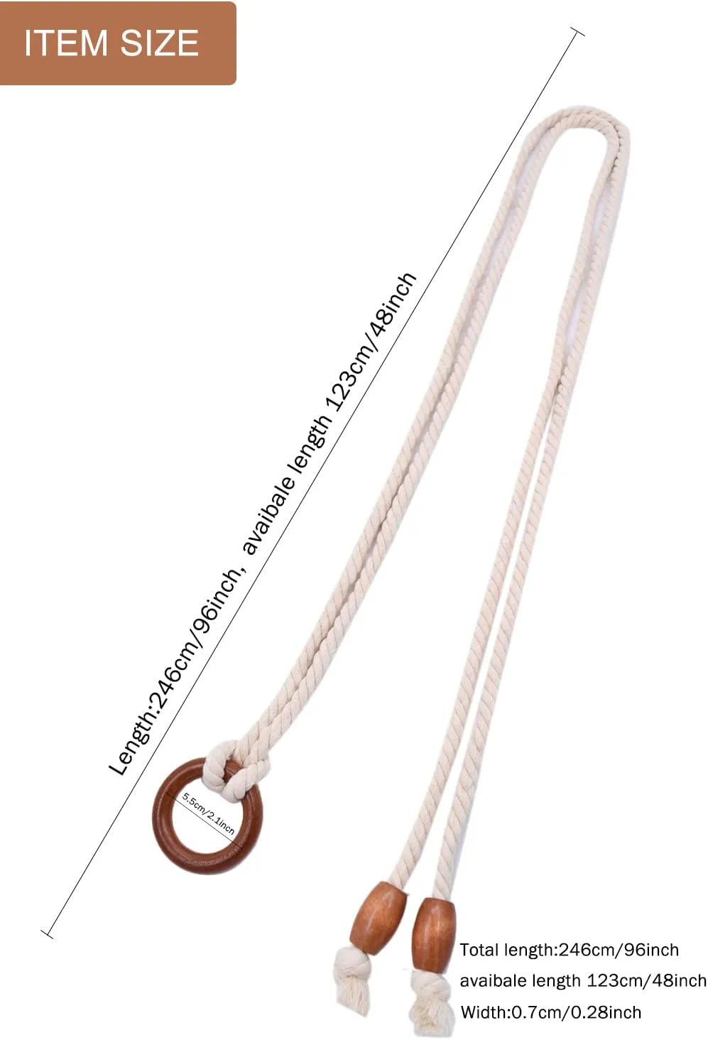 TeeYee Women's Tassel Wasit Rope Cotton Belt Simple Style Skinny Woven Chain for Jeans Skirt Dress