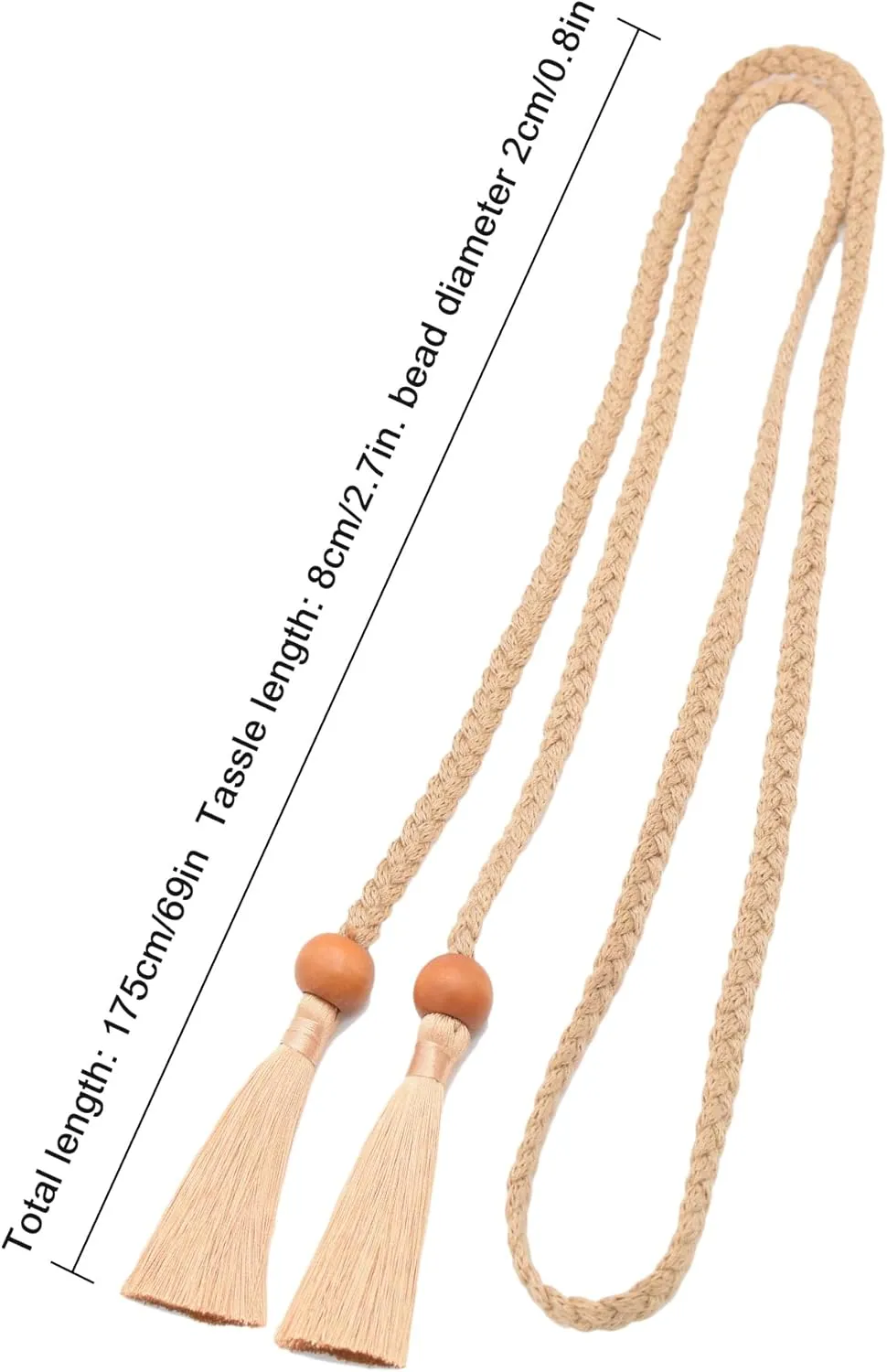 TeeYee Women's Tassel Wasit Rope Cotton Belt Simple Style Skinny Woven Chain for Jeans Skirt Dress