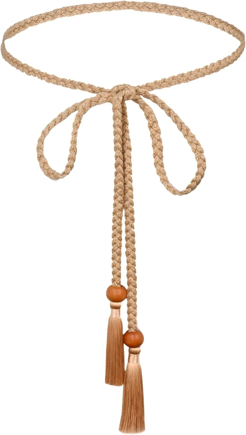 TeeYee Women's Tassel Wasit Rope Cotton Belt Simple Style Skinny Woven Chain for Jeans Skirt Dress