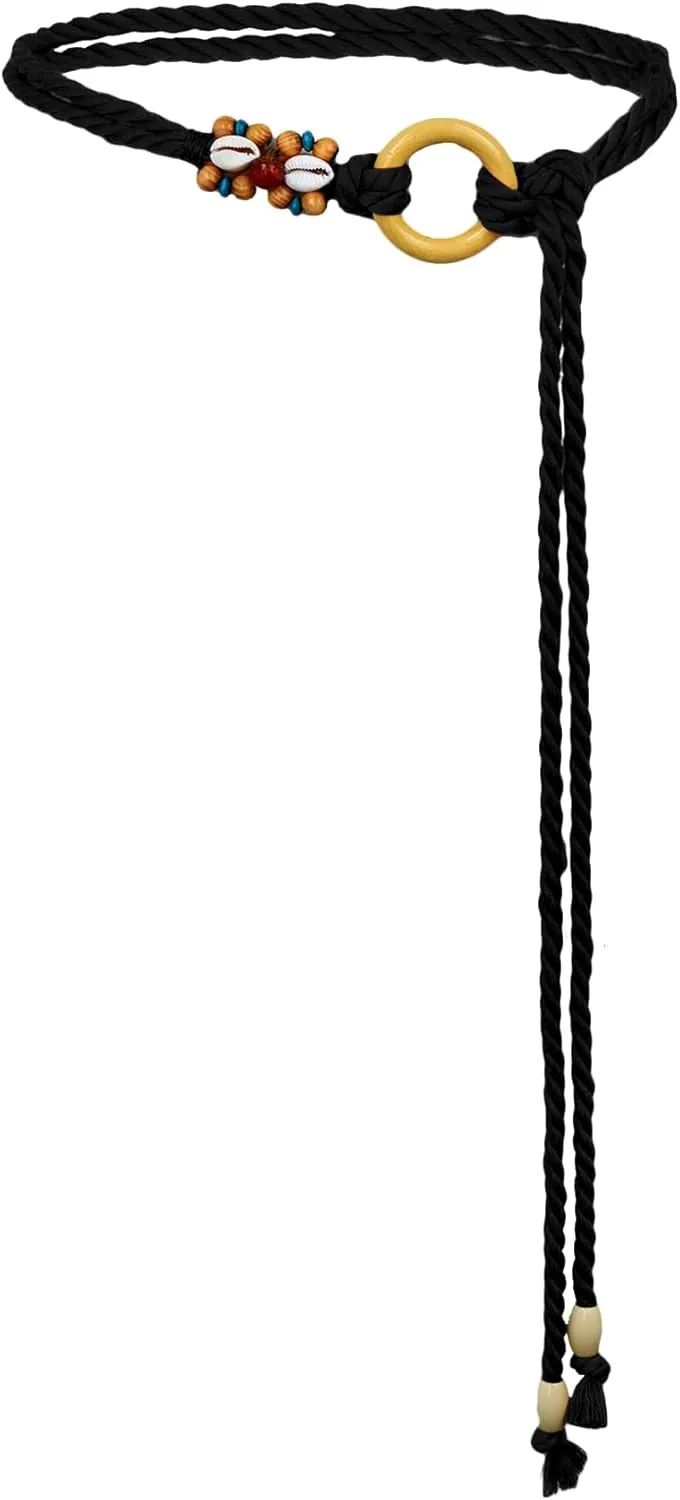 TeeYee Women's Tassel Wasit Rope Cotton Belt Simple Style Skinny Woven Chain for Jeans Skirt Dress