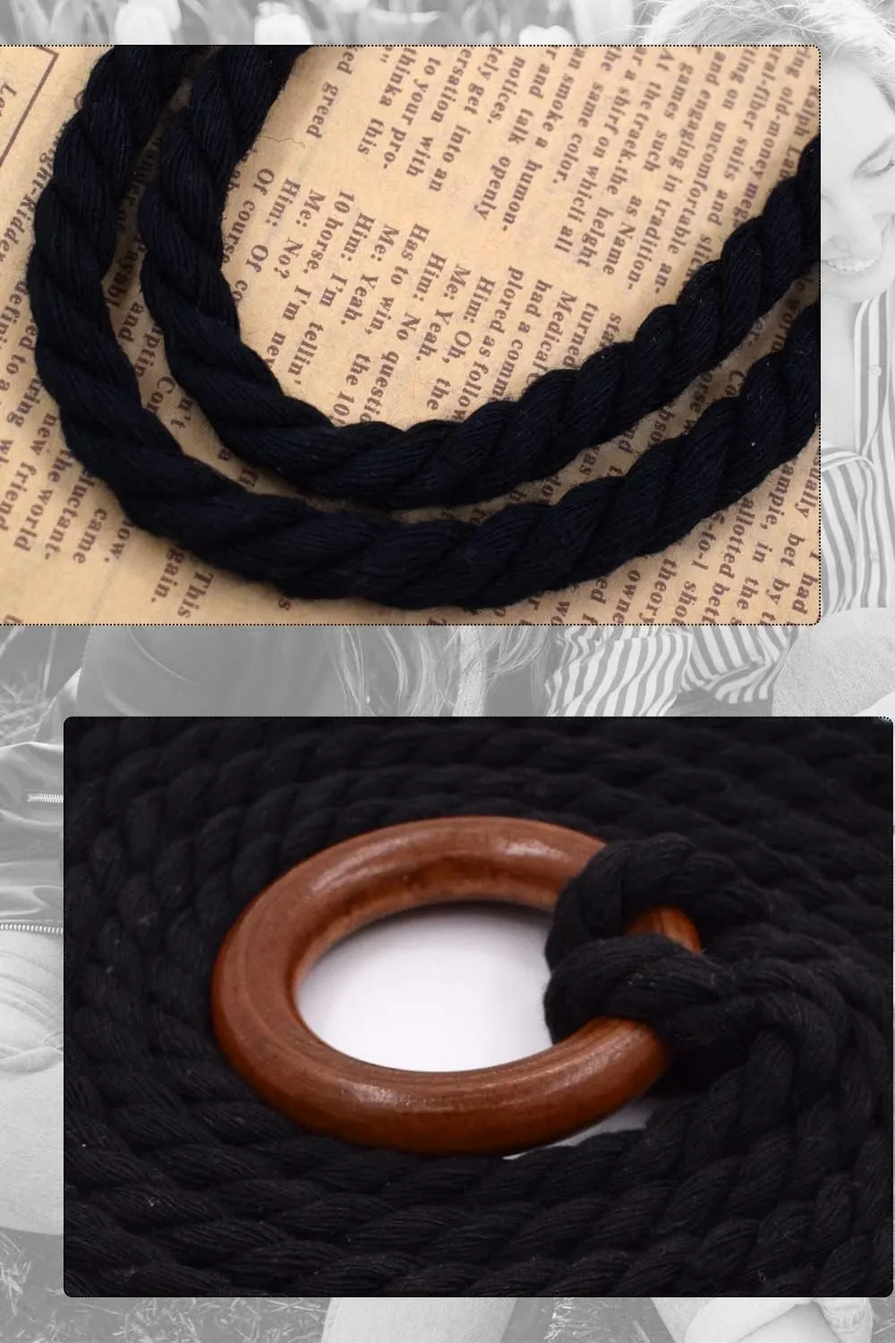 TeeYee Women's Tassel Wasit Rope Cotton Belt Simple Style Skinny Woven Chain for Jeans Skirt Dress