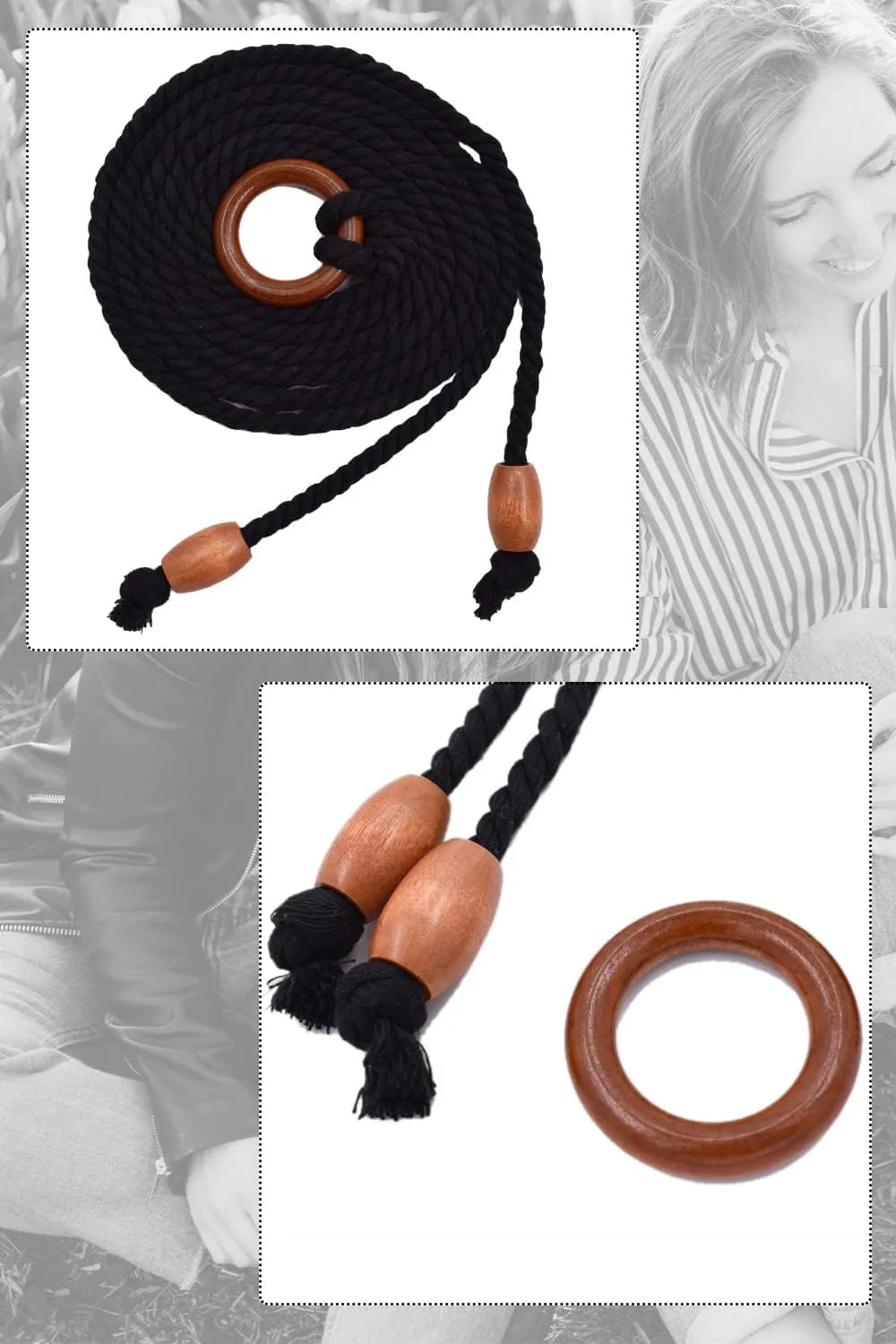 TeeYee Women's Tassel Wasit Rope Cotton Belt Simple Style Skinny Woven Chain for Jeans Skirt Dress