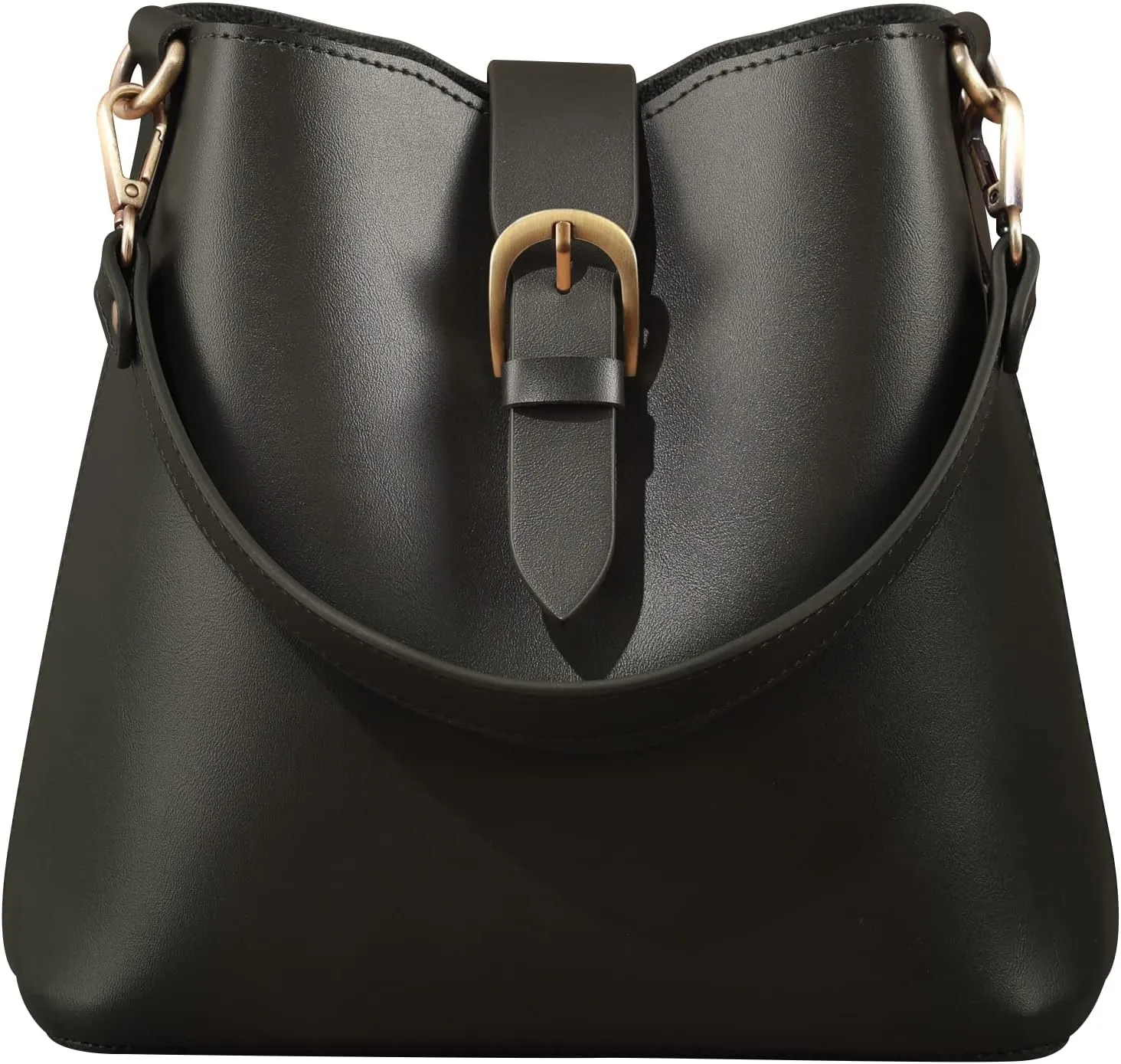 Town Bucket Vegan Leather Bag For Women Hobo Retro Faux Casual Purse Classic Vintage Simple Shoulder Handbag