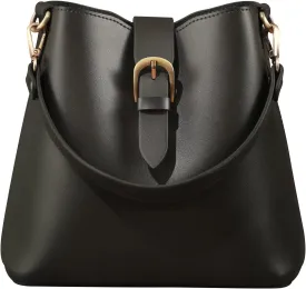 Town Bucket Vegan Leather Bag For Women Hobo Retro Faux Casual Purse Classic Vintage Simple Shoulder Handbag