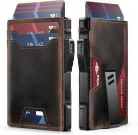 typecase Wallet for Men: Rfid-blocking with Money Clip Slim Leather Bifold ID Window Smart Pop Up Card Case Front Pocket Wallet with Gift Box (Burnished Black)