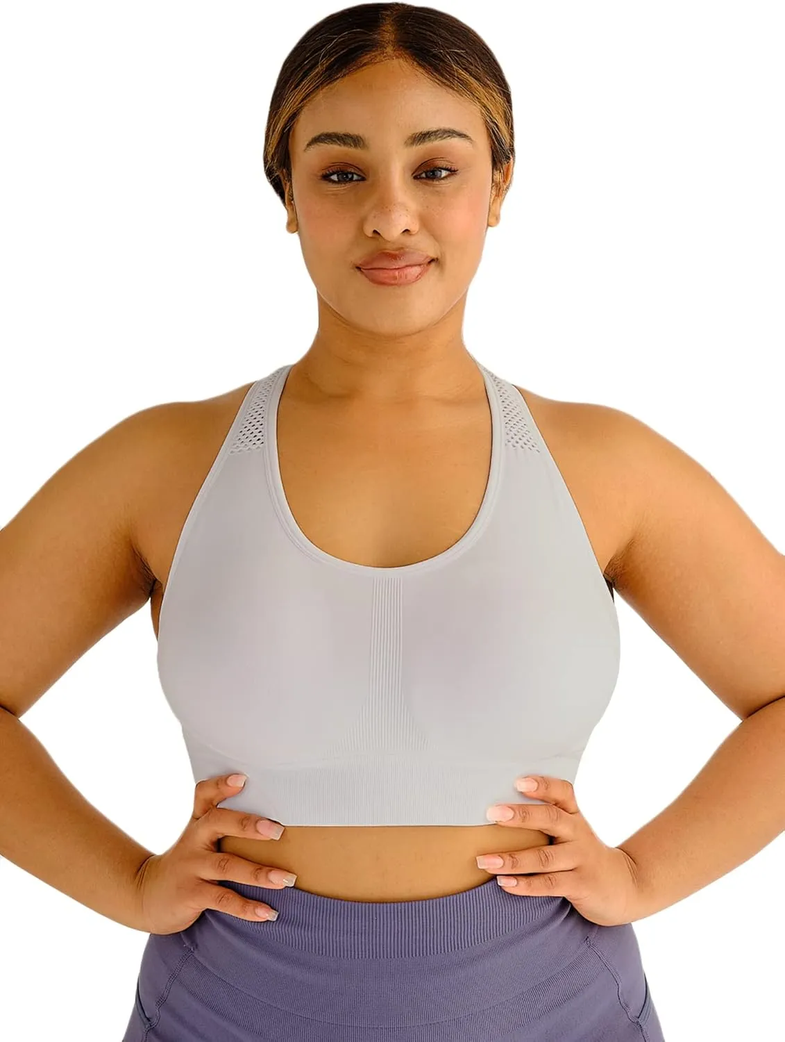 Under Control Sports Bras for Women Plus Size High Support Large Bust Racerback Padded White/Black Sport Bra Yoga Workout Bra