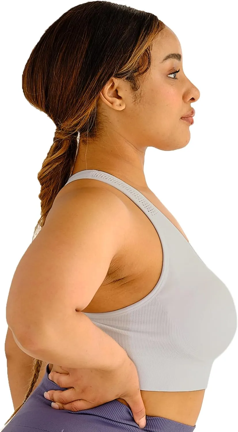 Under Control Sports Bras for Women Plus Size High Support Large Bust Racerback Padded White/Black Sport Bra Yoga Workout Bra