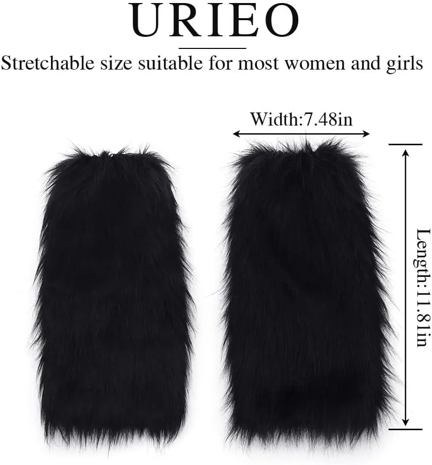 Urieo Knit Winter Leg Warmers Bow White Knitted Long Footless Socks Warm Y2K Christmas High Leg Sleeves for Women