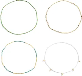 Waist Beads for Women, Wrap Waist Belt Minimalist Elastic 4-Layer Bead Shell Multicolor 80Cm