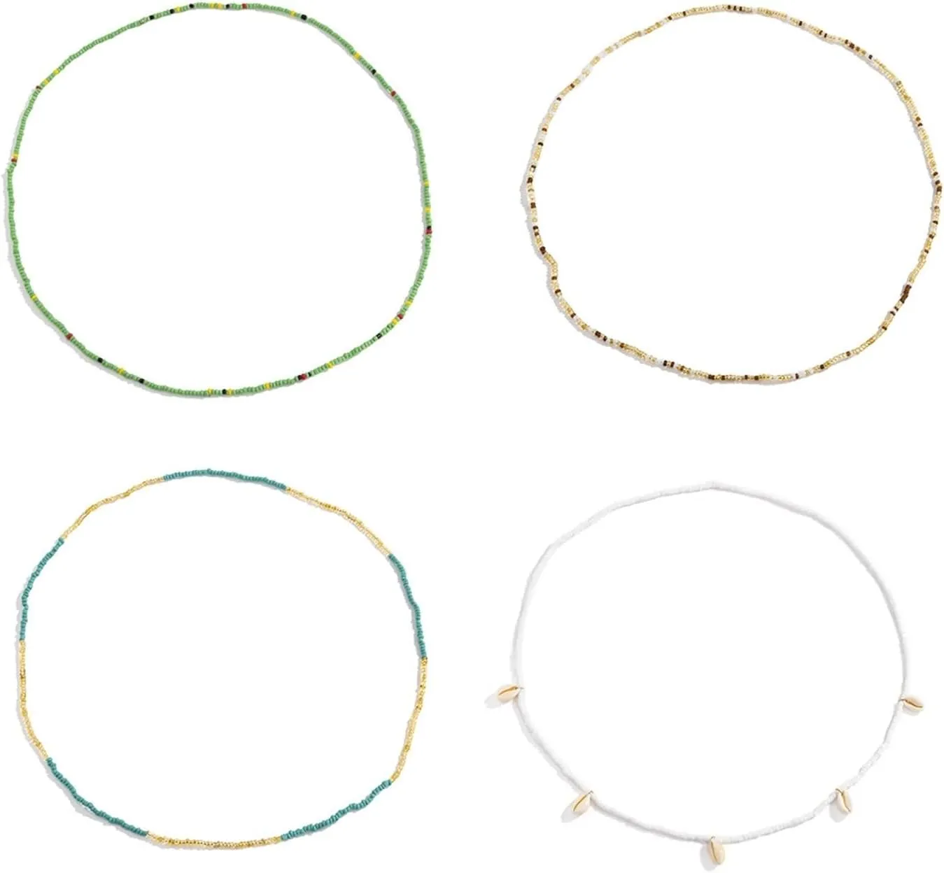 Waist Beads for Women, Wrap Waist Belt Minimalist Elastic 4-Layer Bead Shell Multicolor 80Cm