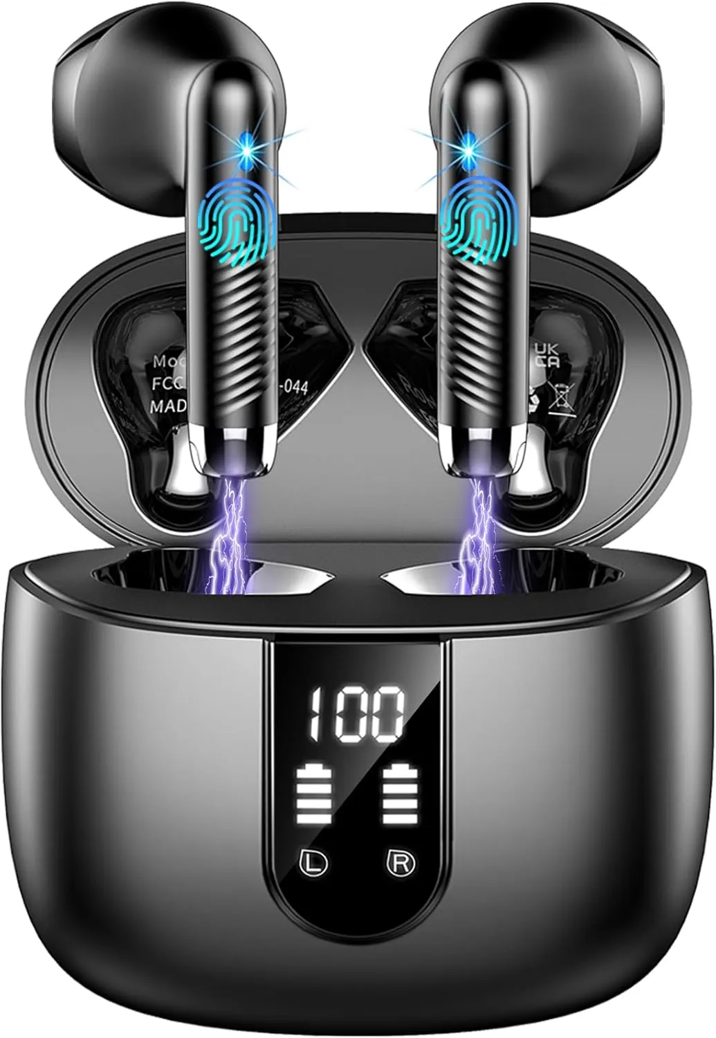 Wireless Earbuds, Bluetooth Headphones V5.4 Stereo Bass Ear Buds with ENC Noise Cancelling Mics,56H Bluetooth Earbuds with LED Display Charging Case, IP7 Waterproof Earphones for Android iOS