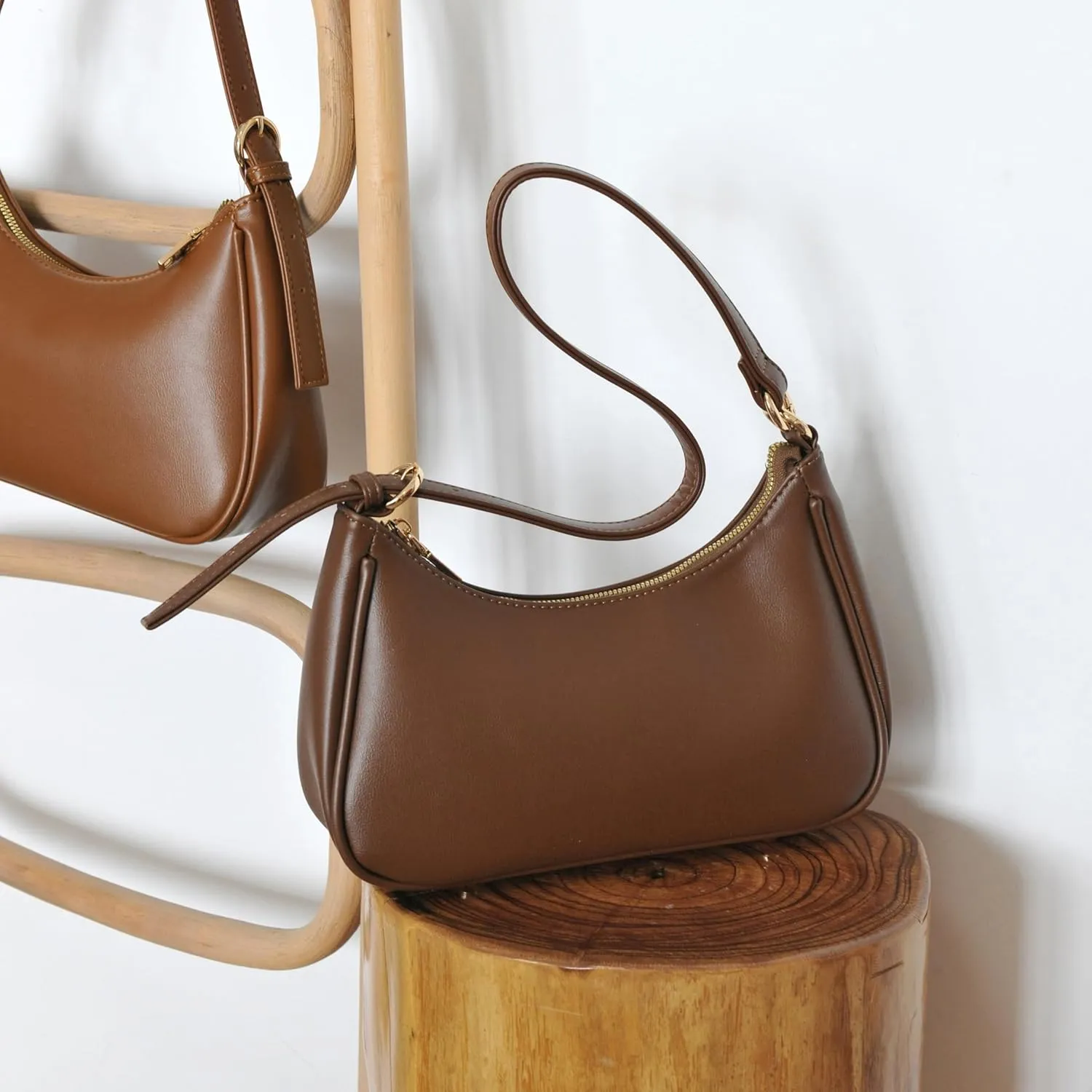 Women's Crescent Shoulder Bag Vegan Leather Chain Cross body bag Convertible Handbag