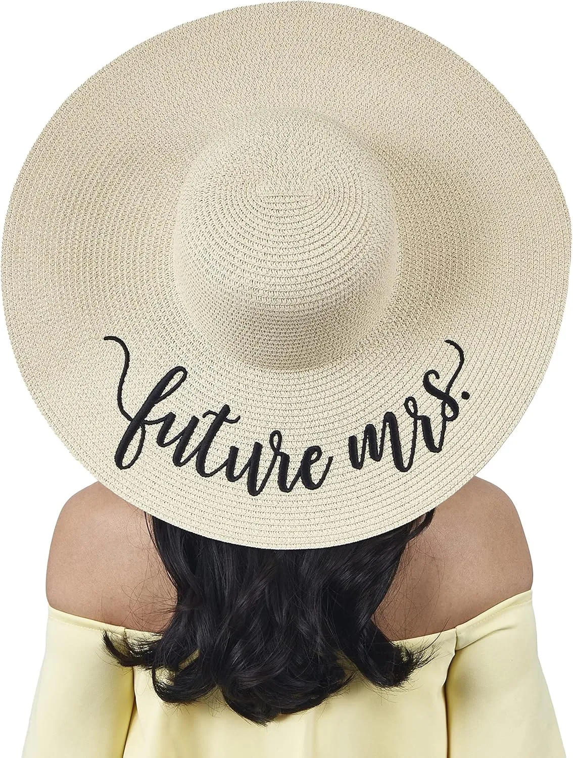 Womens Embroidered Straw Sun Hat Bridal Shower Gift Bachelorette Honeymoon