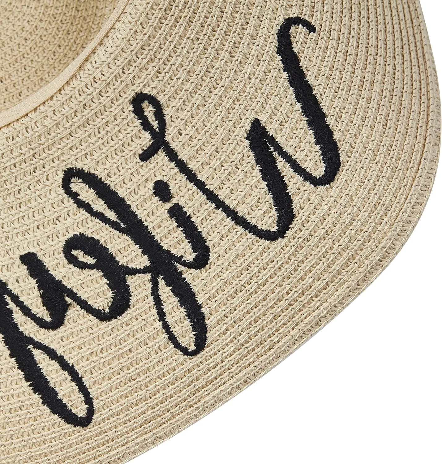 Womens Embroidered Straw Sun Hat Bridal Shower Gift Bachelorette Honeymoon