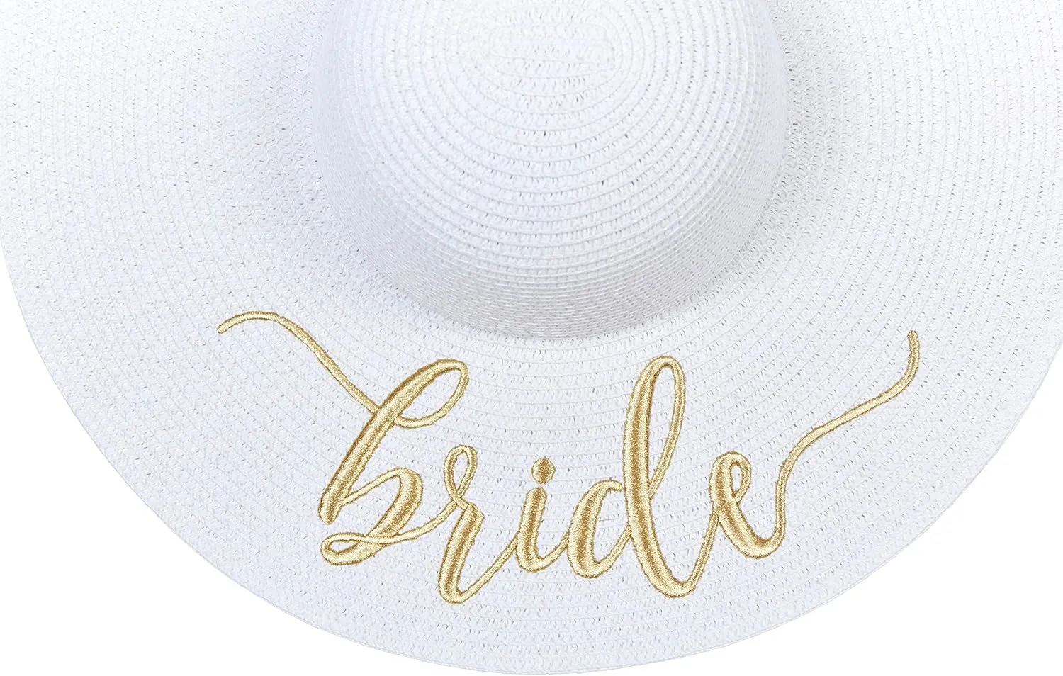 Womens Embroidered Straw Sun Hat Bridal Shower Gift Bachelorette Honeymoon