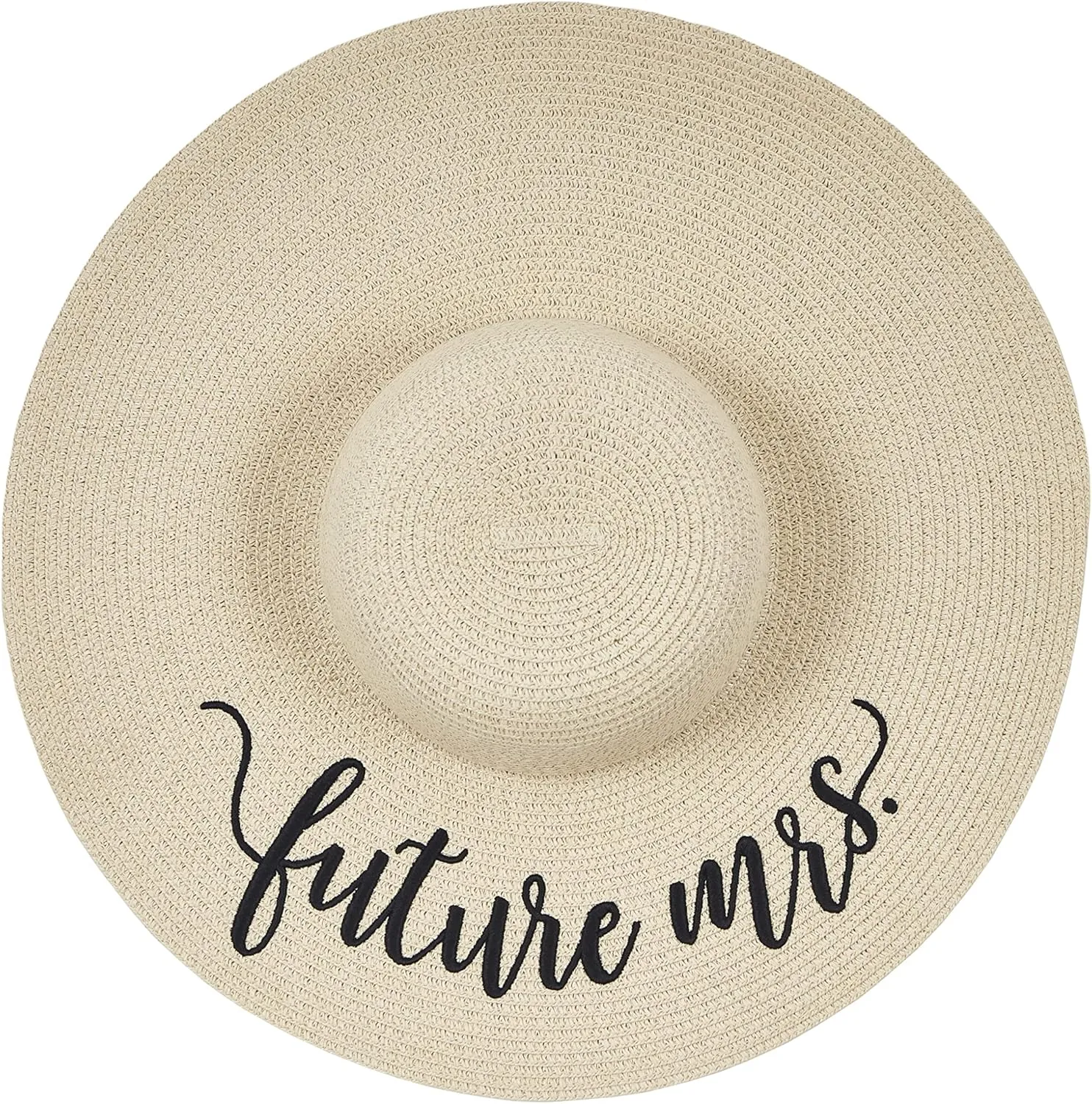 Womens Embroidered Straw Sun Hat Bridal Shower Gift Bachelorette Honeymoon