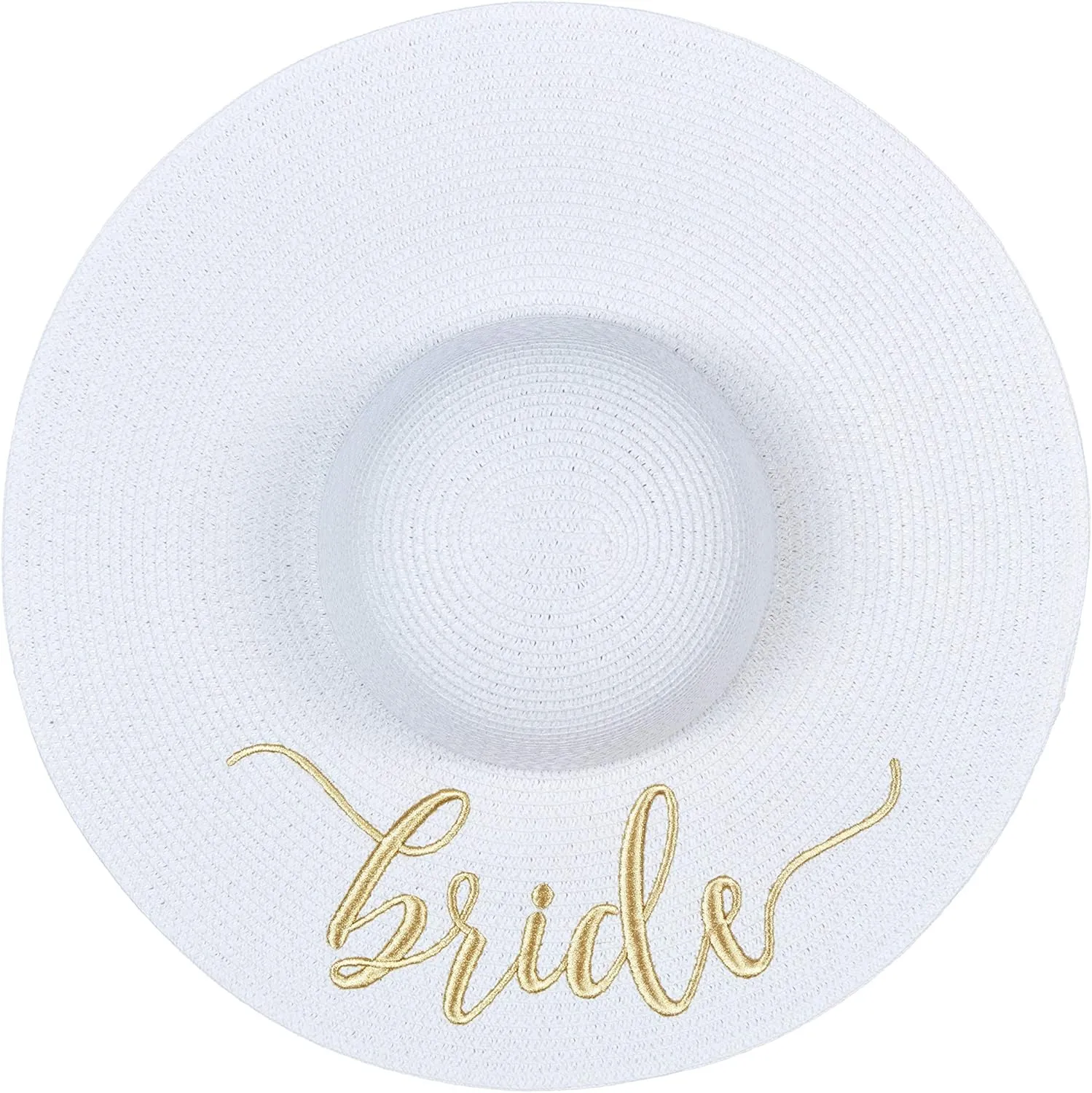 Womens Embroidered Straw Sun Hat Bridal Shower Gift Bachelorette Honeymoon