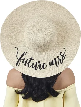 Womens Embroidered Straw Sun Hat Bridal Shower Gift Bachelorette Honeymoon
