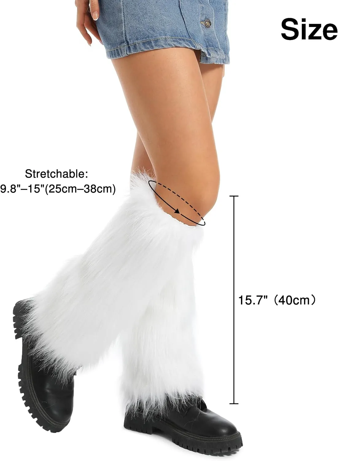 Women's Fluffy Faux Fur Leg Warmers Fuzzy Winter Leg Coverings Boot Accessories for Christmas Halloween Costume