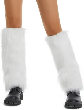 Women's Fluffy Faux Fur Leg Warmers Fuzzy Winter Leg Coverings Boot Accessories for Christmas Halloween Costume