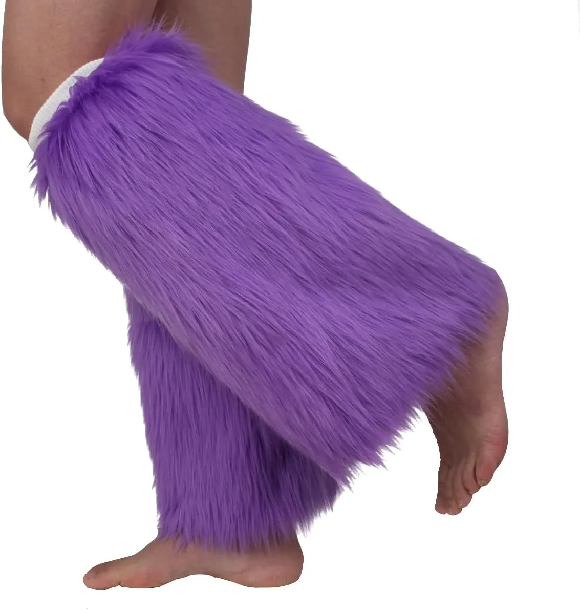 Womens Fluffy Faux Fur Leg Warmers Warm Cozy Furry Long Boot Cuffs Covers for Party Costumes