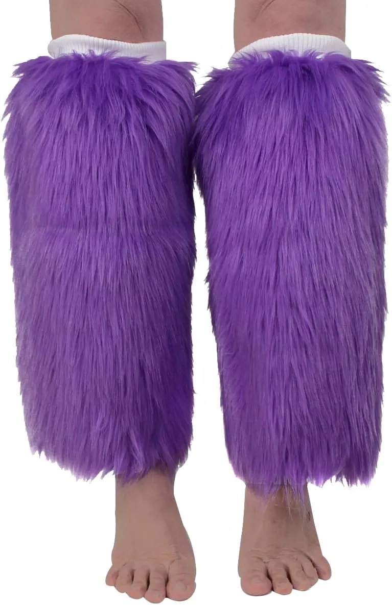 Womens Fluffy Faux Fur Leg Warmers Warm Cozy Furry Long Boot Cuffs Covers for Party Costumes