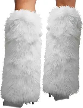 Women's Fur Leg Warmers Sexy Furry Fuzzy Leg Warmers Soft Boot Cuffs Cover, 40CM