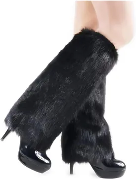 Women's Fur Leg Warmers Sexy Furry Fuzzy Leg Warmers Soft Boot Cuffs Cover, 40CM