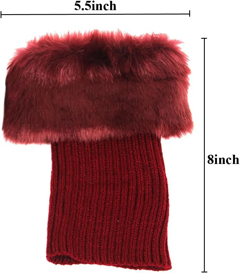 Womens Fur Trim Boot Cuff Top Cover Leg Warmers