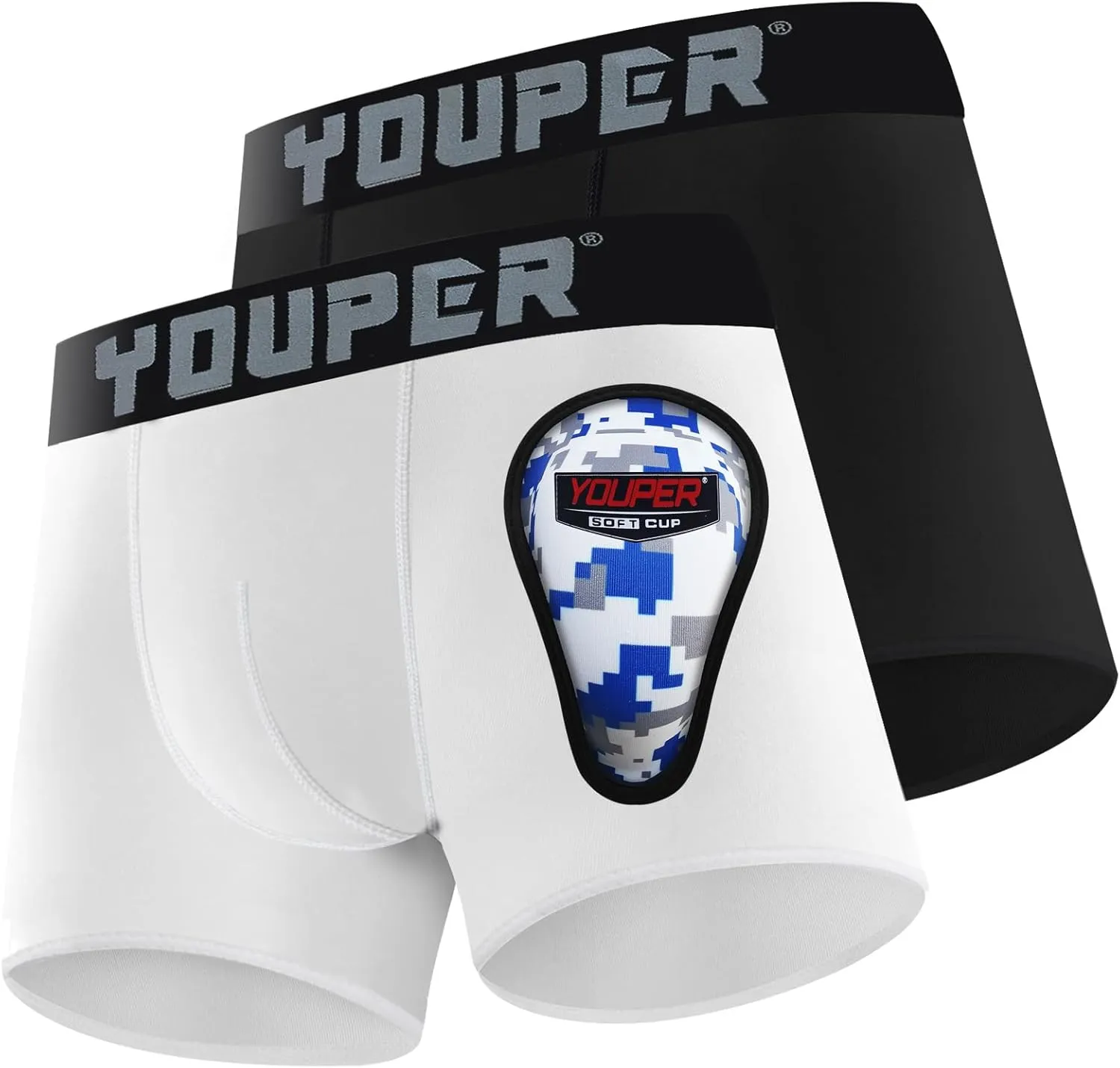 Youper 2 Pack Youth Brief with Soft Protective Athletic Cup, Youth Compression Underwear for Baseball & Football