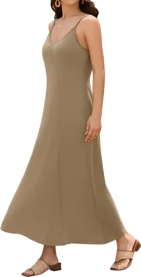 ZAFUL Women's 2025 Summer Casual A-Line Maxi Dress Sleeveless Halter Spaghetti Strip Loose Long Flowy Beach Dresses