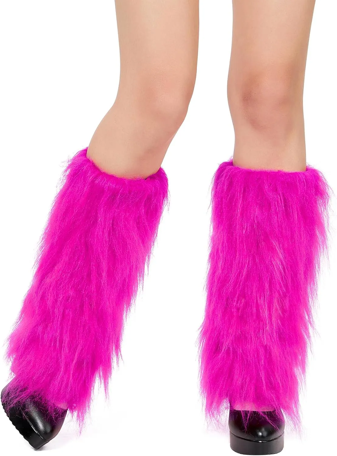 Zando Women Y2K Fur Leg Warmers Soft Furry Leg Warmers for Women Winter Fluffy Boot Cuffs Covers Halloween Santa Costume